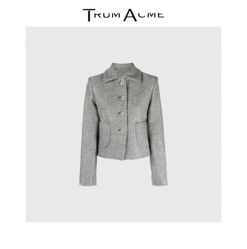 TrumAcme~2025秋季新款老钱风条纹单排扣短外套时尚百搭收腰显瘦