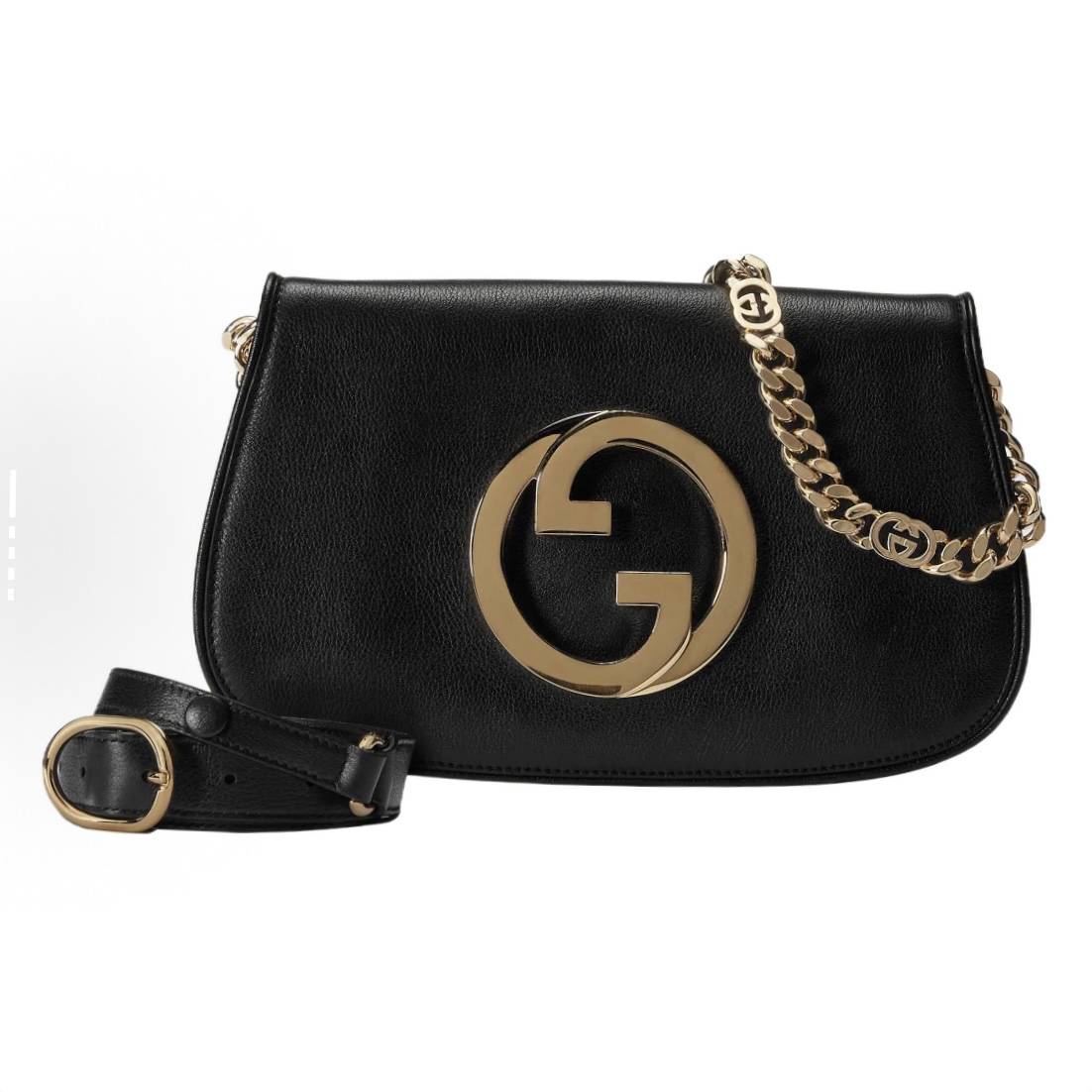 99新 GUCCI/古驰  古驰黑金中号斜挎包 THXF286