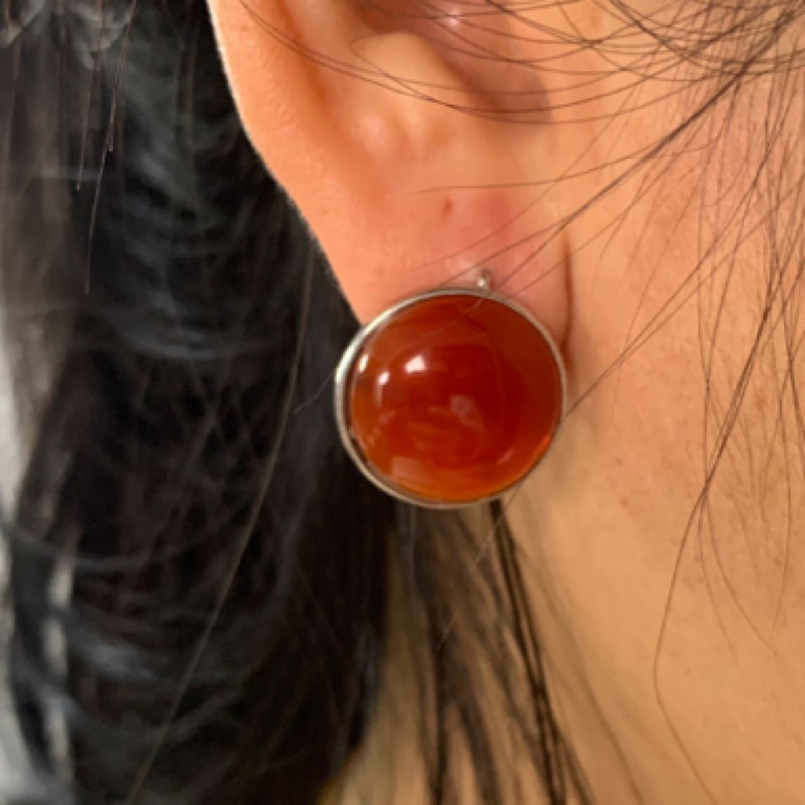 天然玛瑙S925银镶嵌气质时尚耳环耳饰