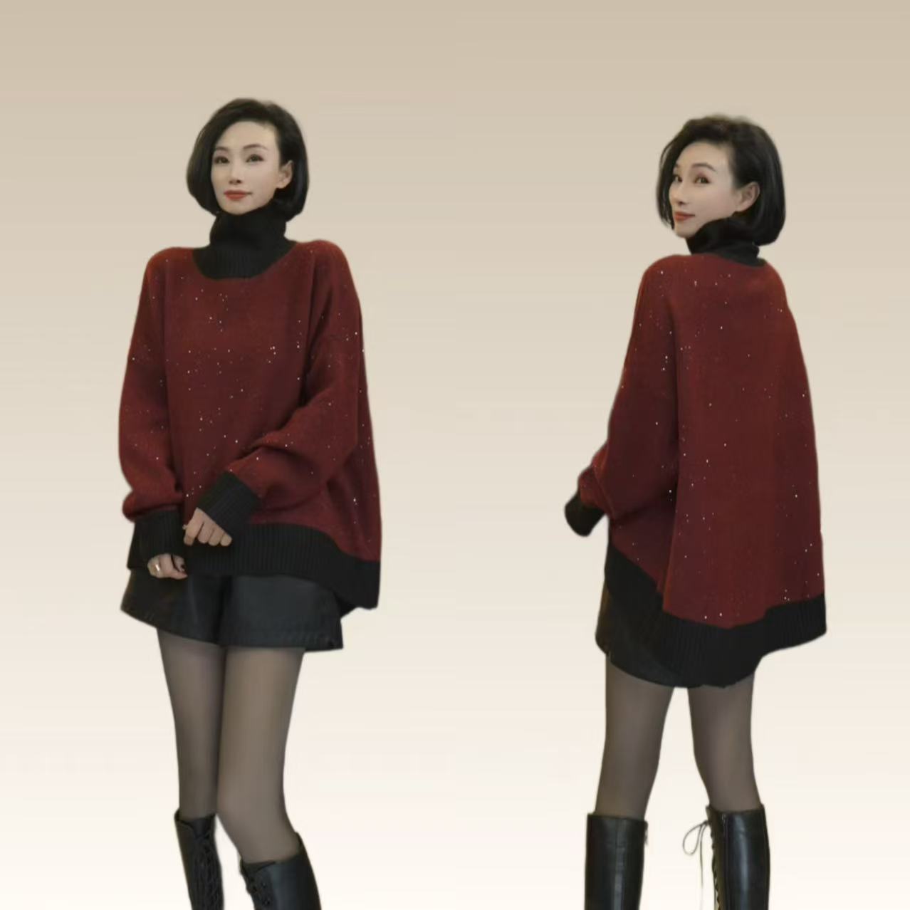 蒋姐家 欧货满天星前短后长大版毛衣 璋