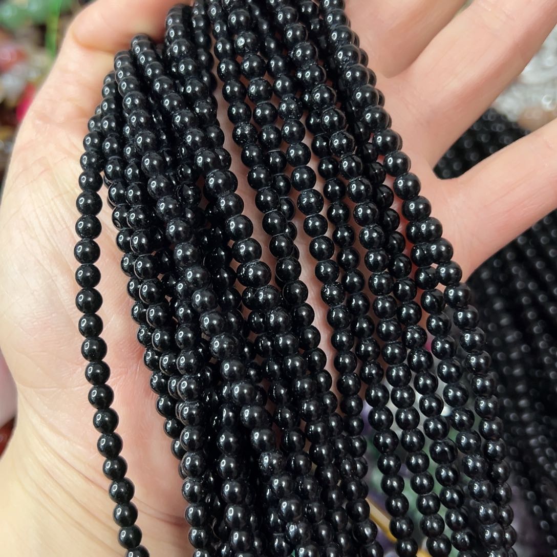 玛瑙/玉髓未镶嵌珠宝半成品，卡4黑玛瑙2条