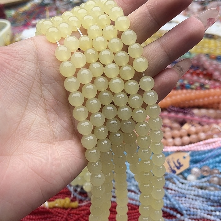 玛瑙/玉髓珠宝半成品未镶嵌一条8mm左右黄口和田