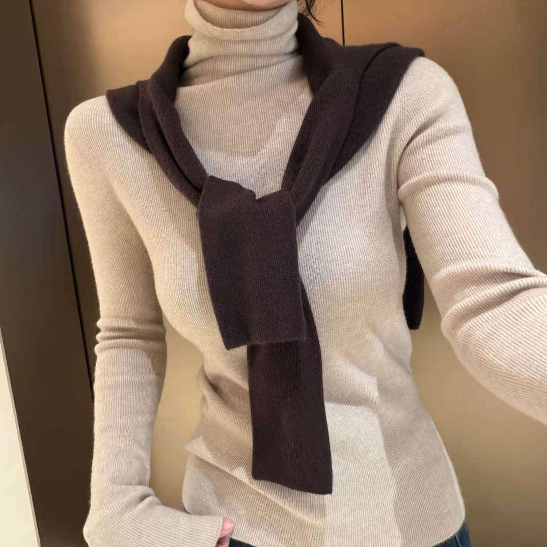 QL—777修身型常规纯色针织堆堆领衫气质毛衣网红高领毛衣