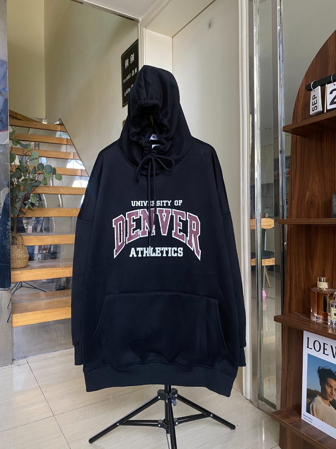 VAN--denver 秋冬印花休闲宽松大版加绒连加厚帽卫衣