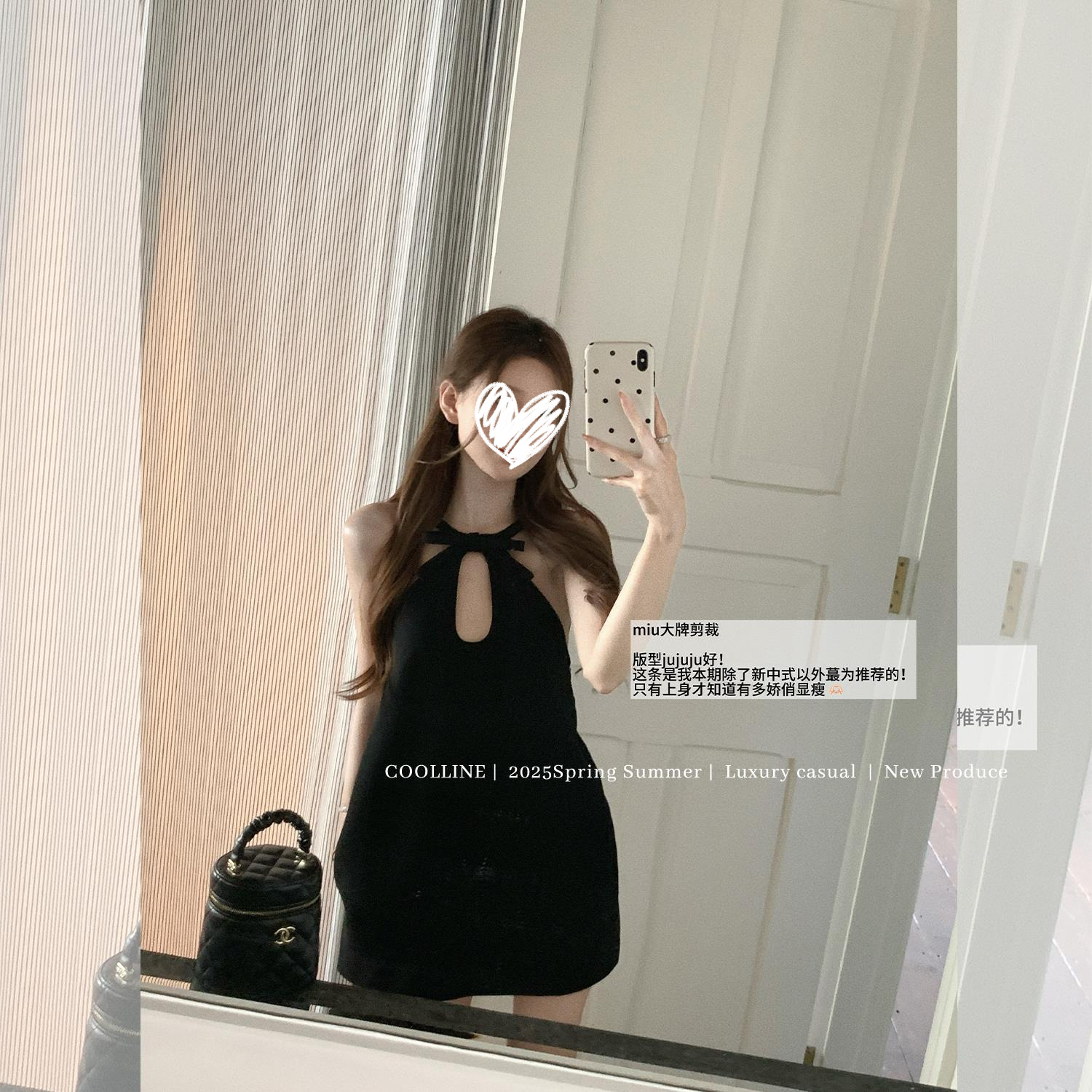 法式miu系蝴蝶结设计感短款打底连衣裙夏名媛千金露背黑色挂脖裙