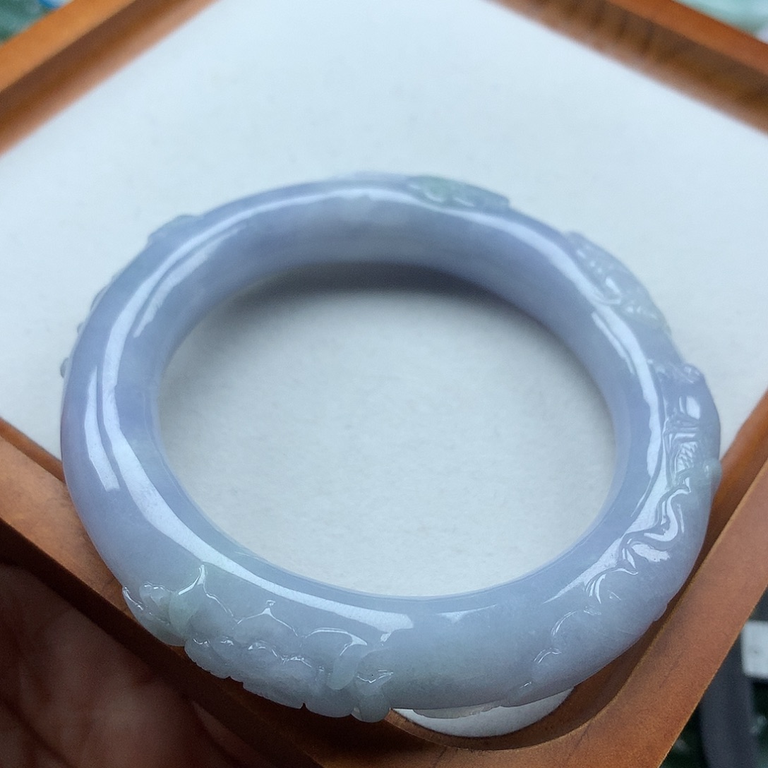 翡翠未镶嵌手镯复古风格57.5