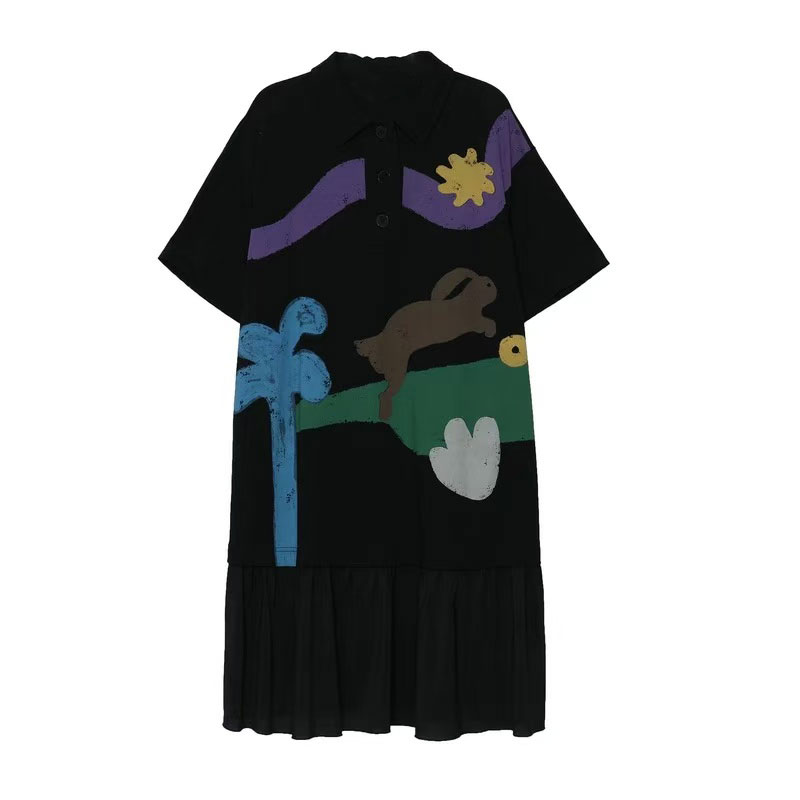 【 曲奇COOKY专属】2025夏季设计师系列印花宽松时尚轻奢连衣裙02