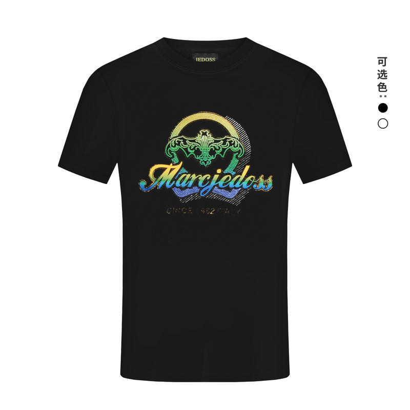 JEDOSS/爵迪斯2025夏商场同款鸢尾花LOGO烫钻印花圆领短袖T恤275