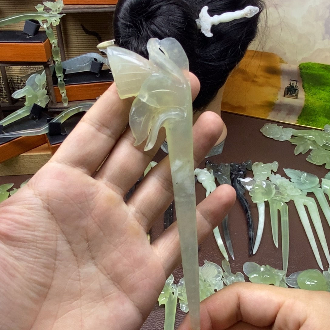 未镶嵌蛇纹石玉发饰