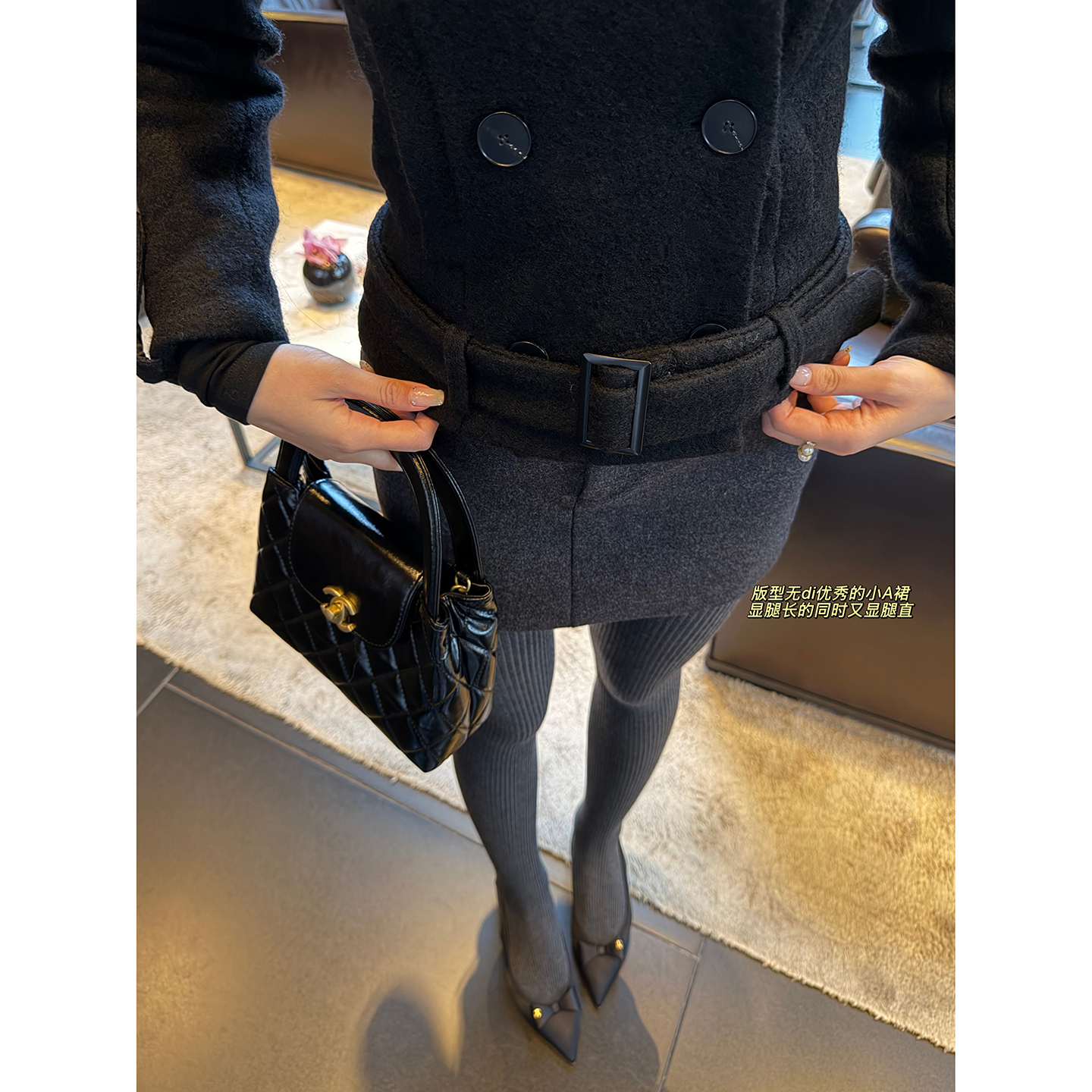 PickRui 睿哥  经典毛呢半裙简约呢料短裙女秋冬新款