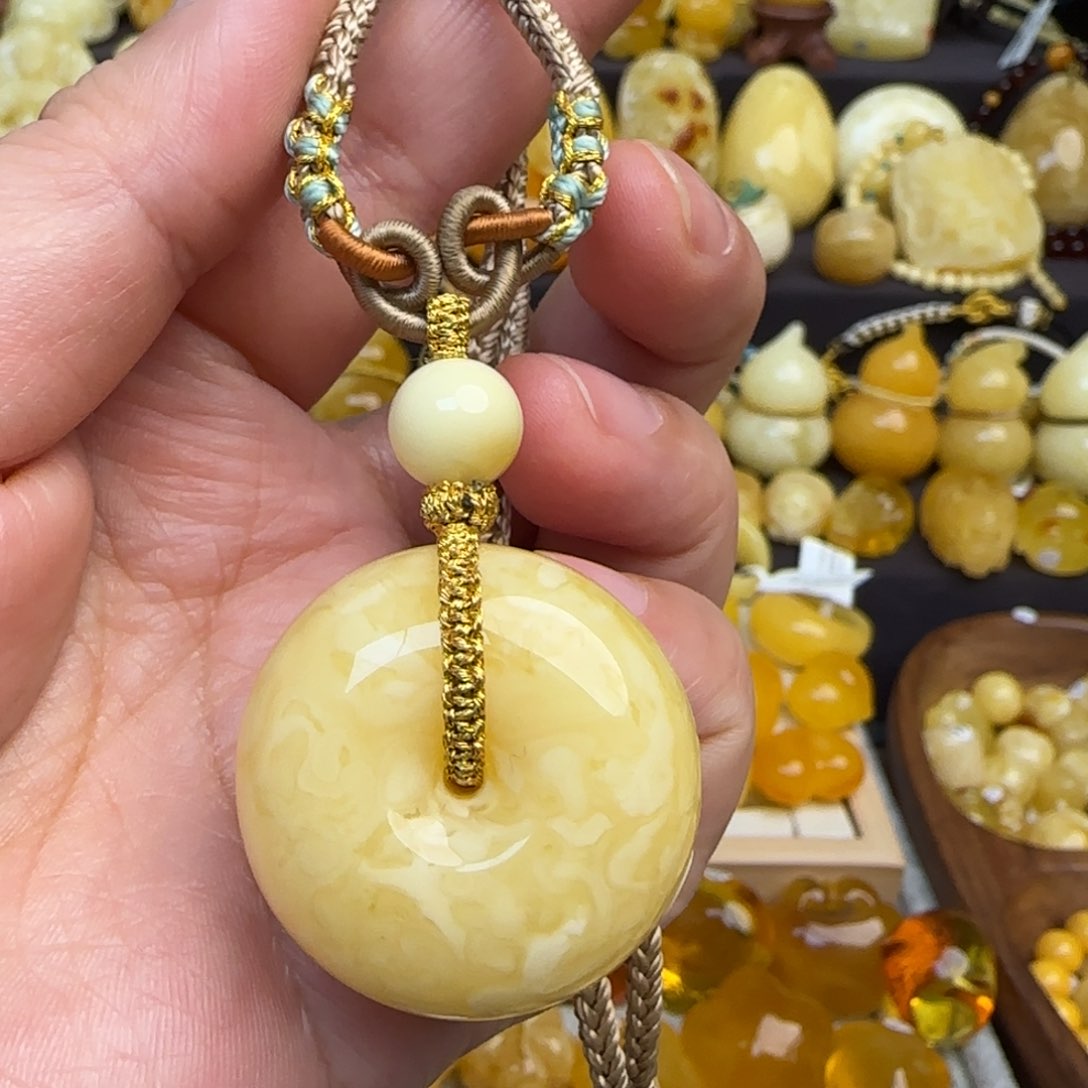 琥珀套链未镶嵌天然蜜蜡平安扣吊坠