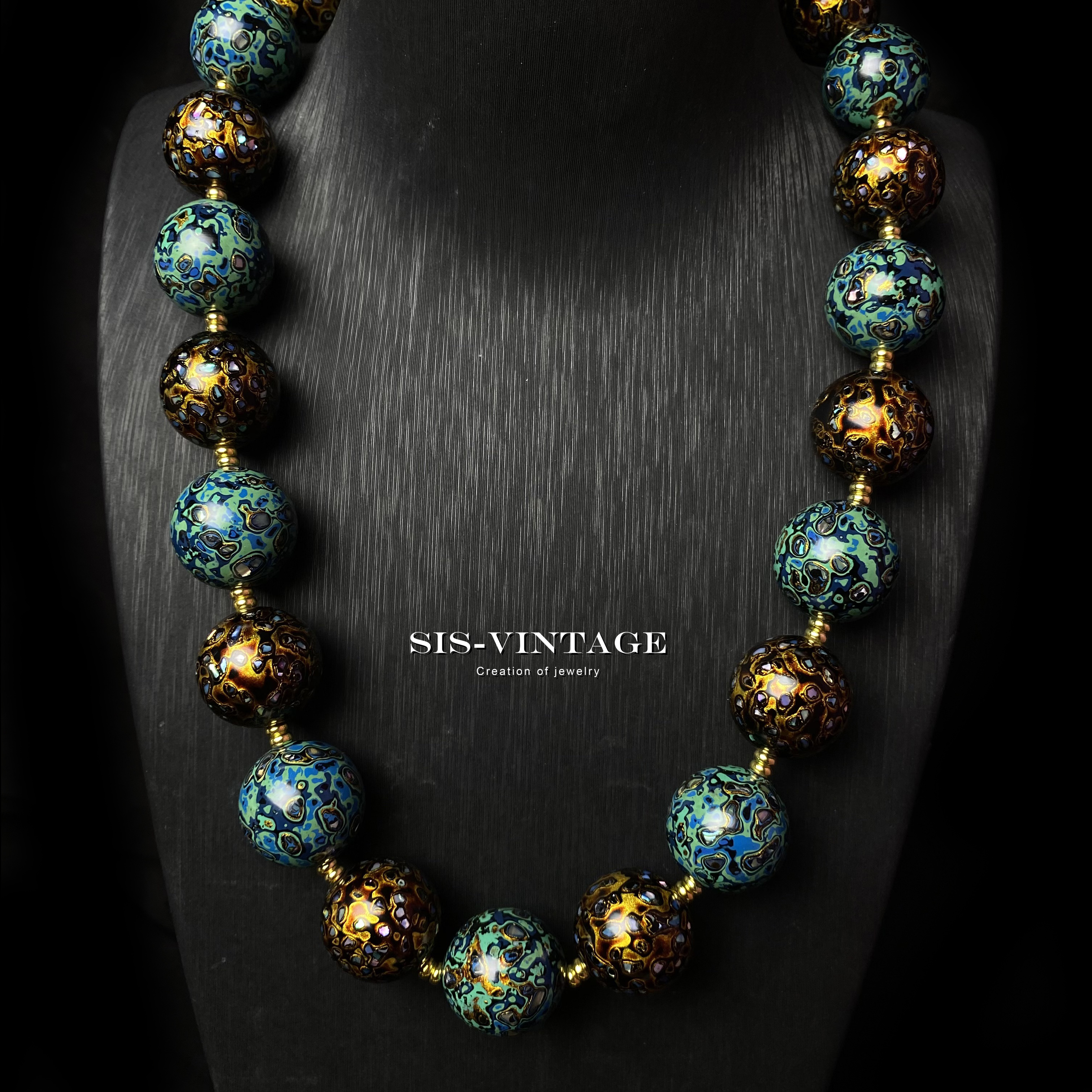 铜合金木质项链 梅装 卡20MM非遗大漆珠旗袍链国风项链