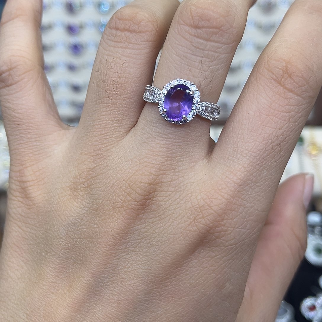 银S925镶嵌戒指紫晶