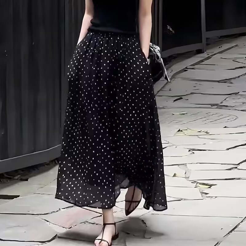 2025新款夏季女士显瘦气质波点半身裙法式高端宽松a字裙2502#/AR