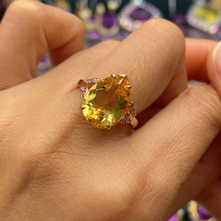 水晶戒指银S925镶嵌天然水晶戒指