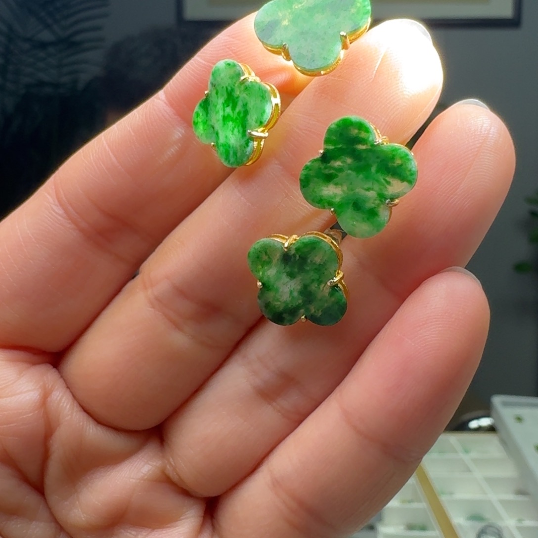 翡翠银S925镶嵌耳饰多样性发货其一