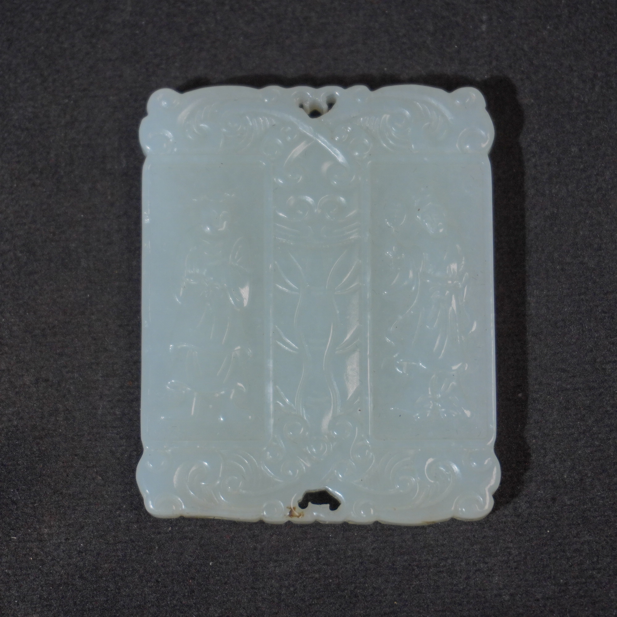 6SH33  清 和田玉人物诗文玉牌