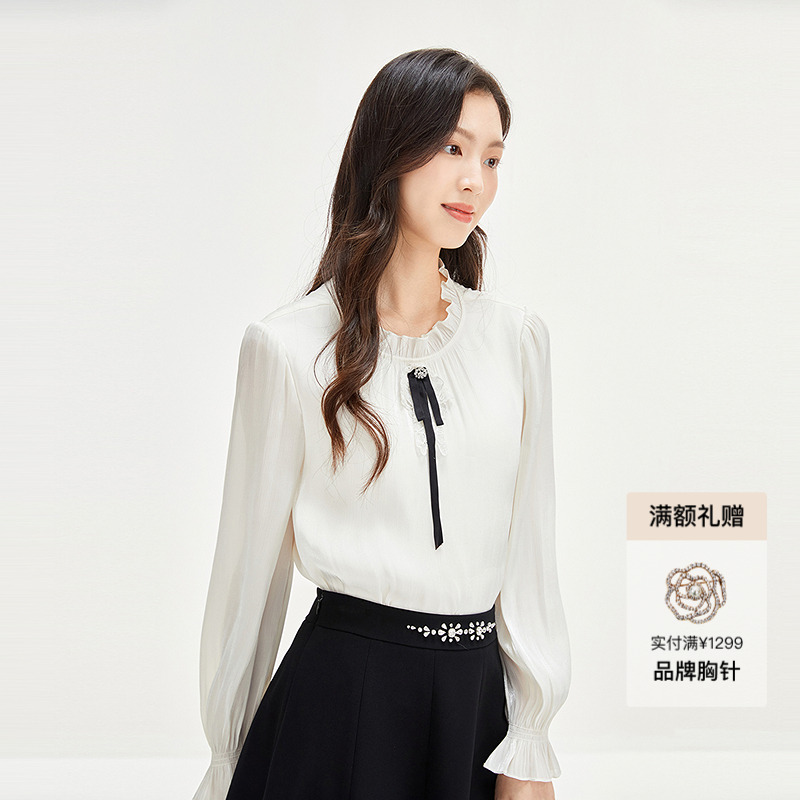 Koradior珂莱蒂尔商场同款2025新款气质淑女衬衫雪纺衫上衣女