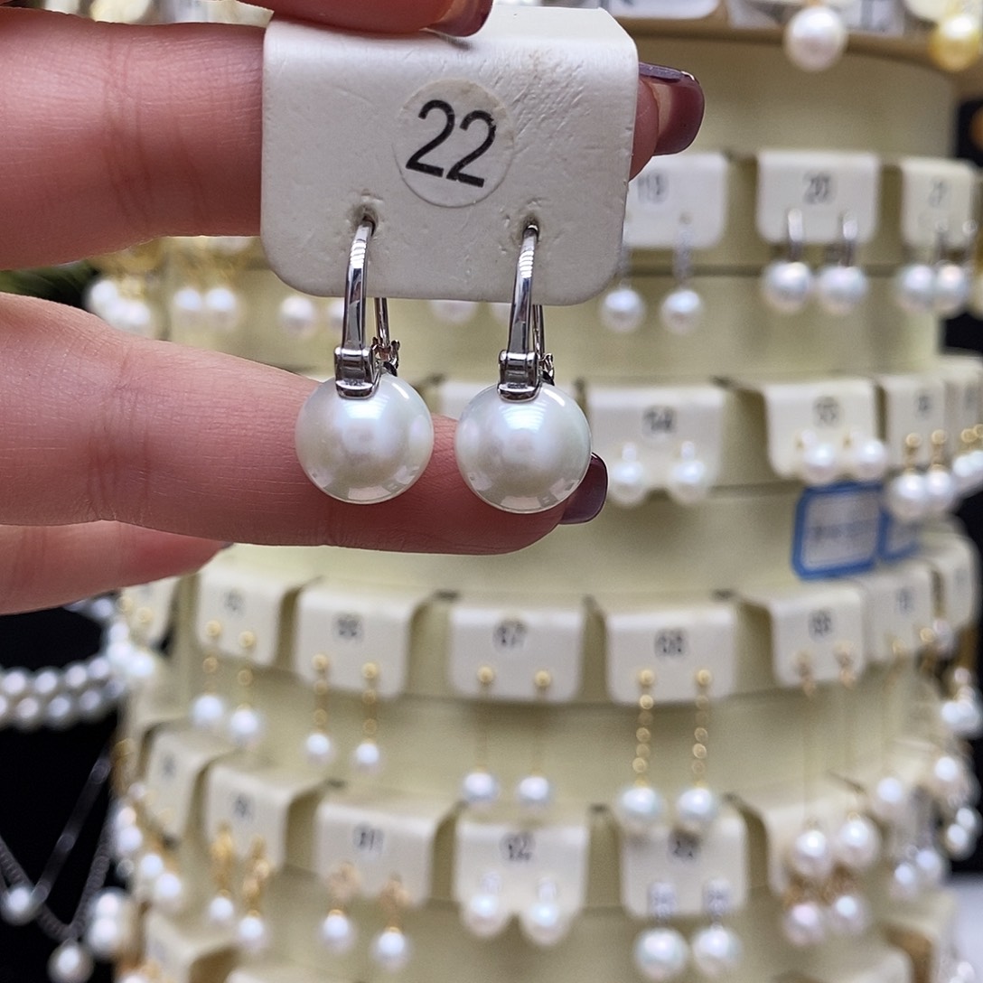 淡水珍珠耳饰银S925镶嵌