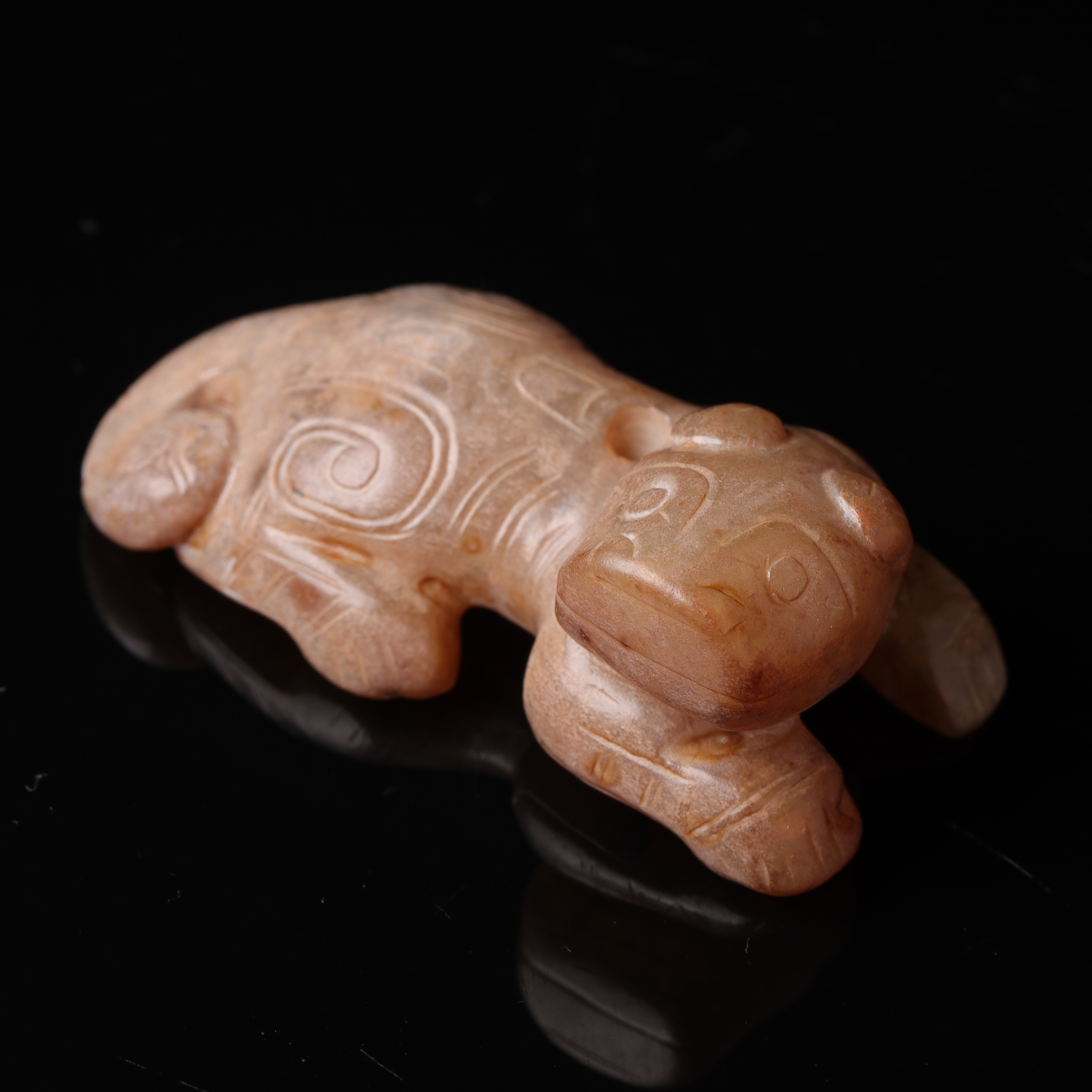 明代和田玉玉虎花件-NX