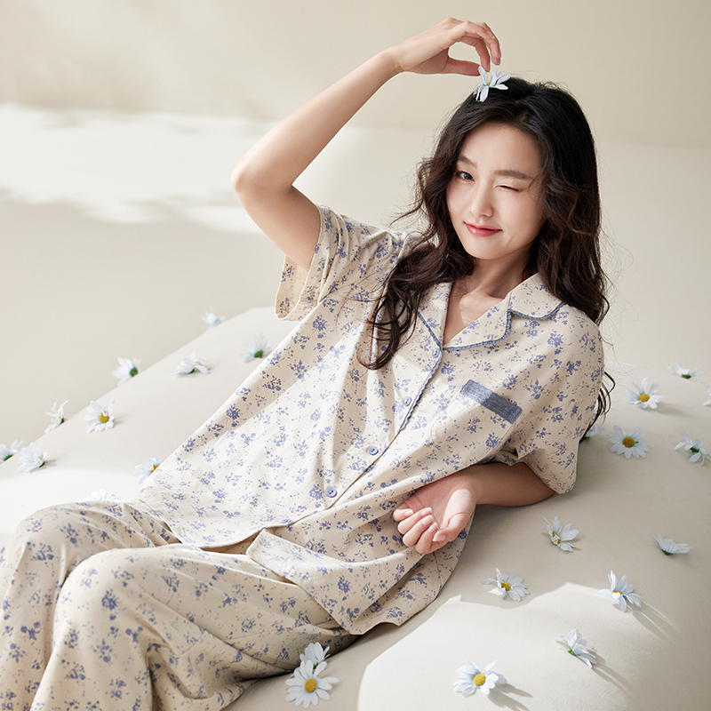 安之伴巨凉感睡衣女夏2025年新款薄款碎花家居服简约82521721920