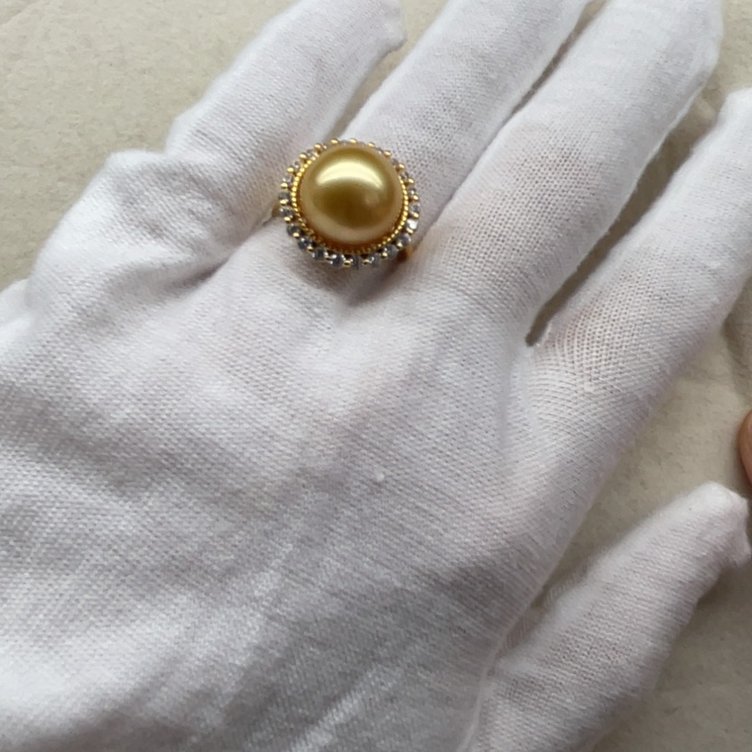 戒指海水珍珠银S925镶嵌12.1mm