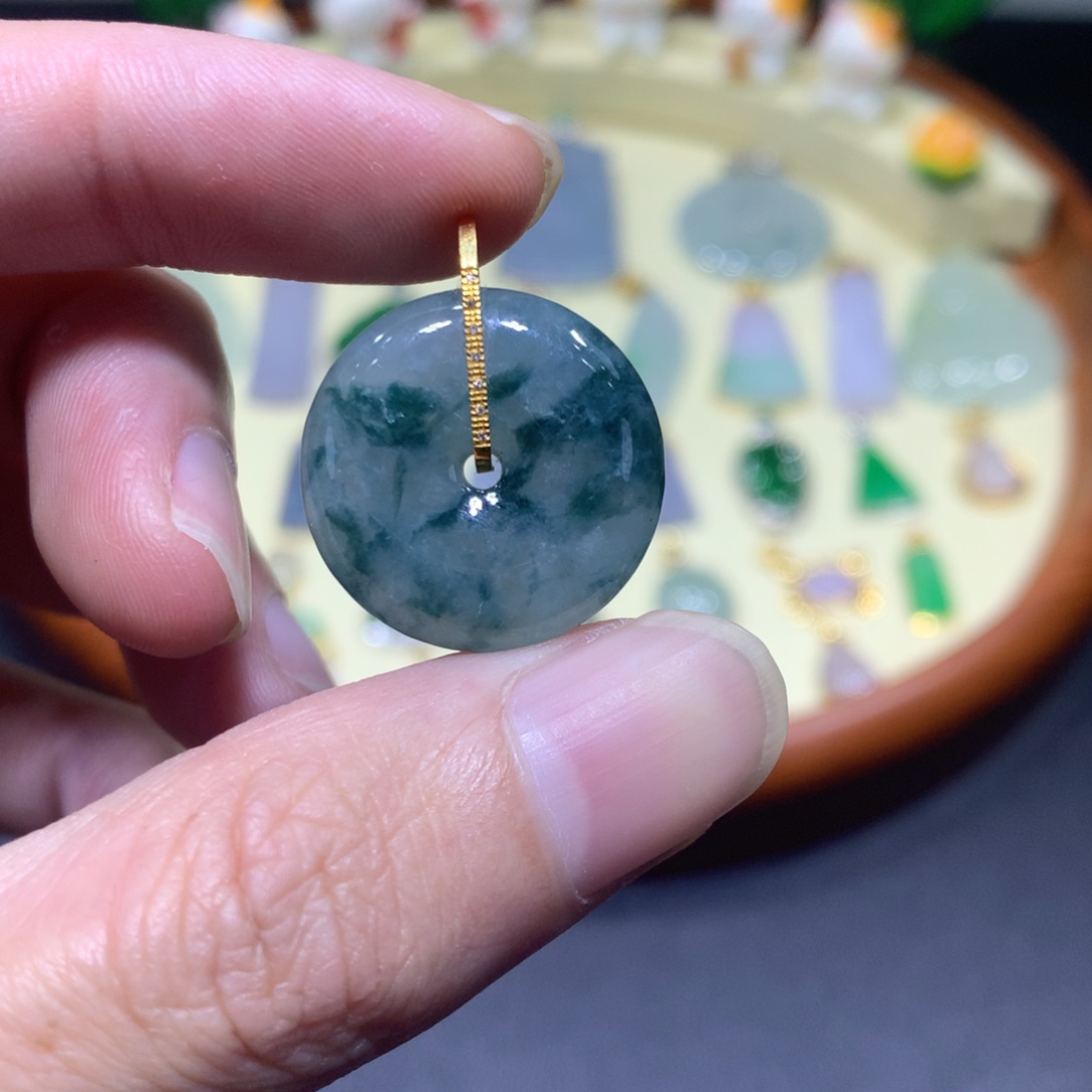 翡翠18K金镶嵌吊坠(不含链)