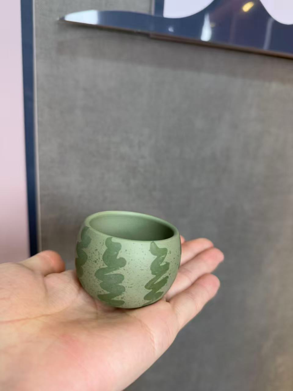 豆青砂绿泥西瓜主人杯