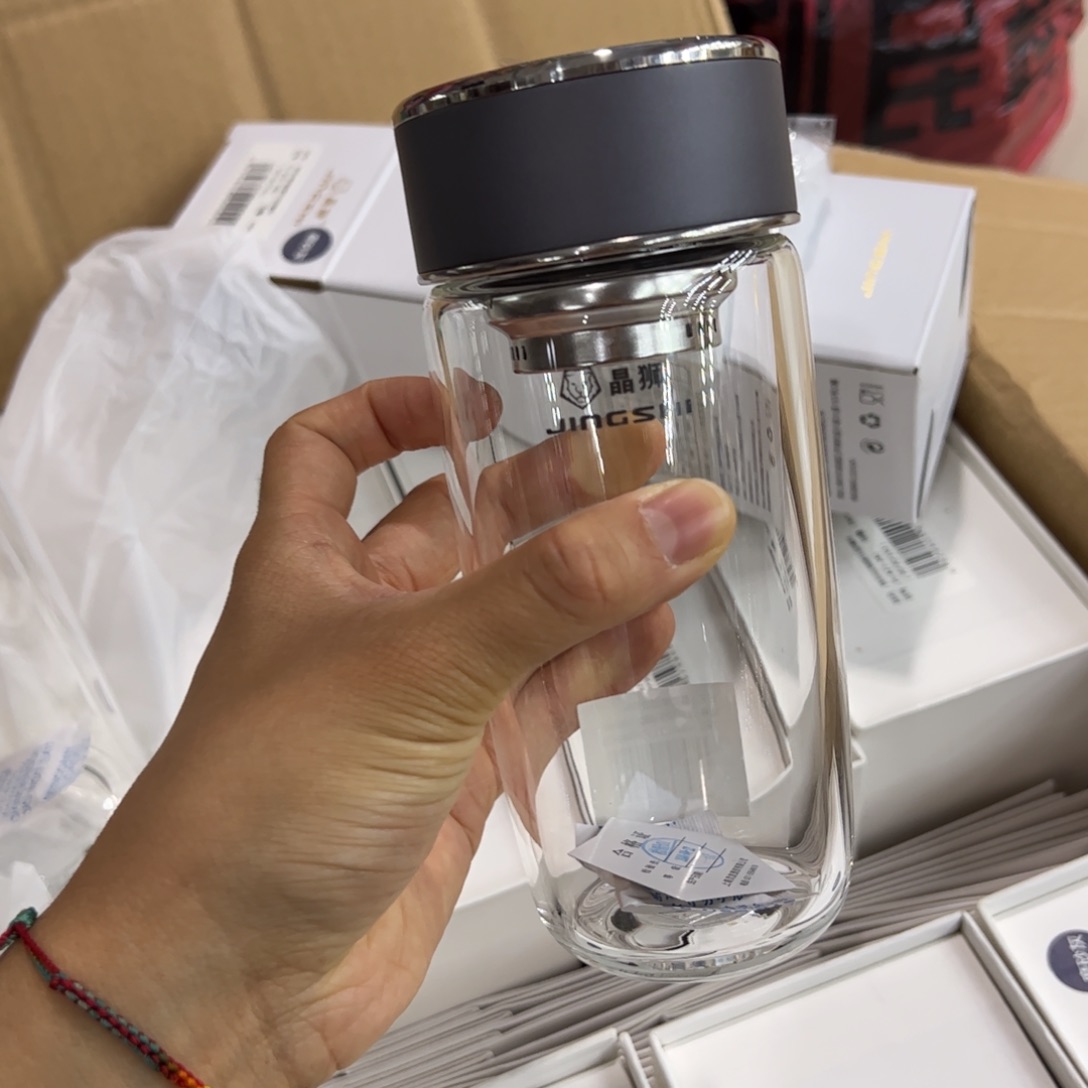 晶单层烫手玻璃杯380灰色提环灰色