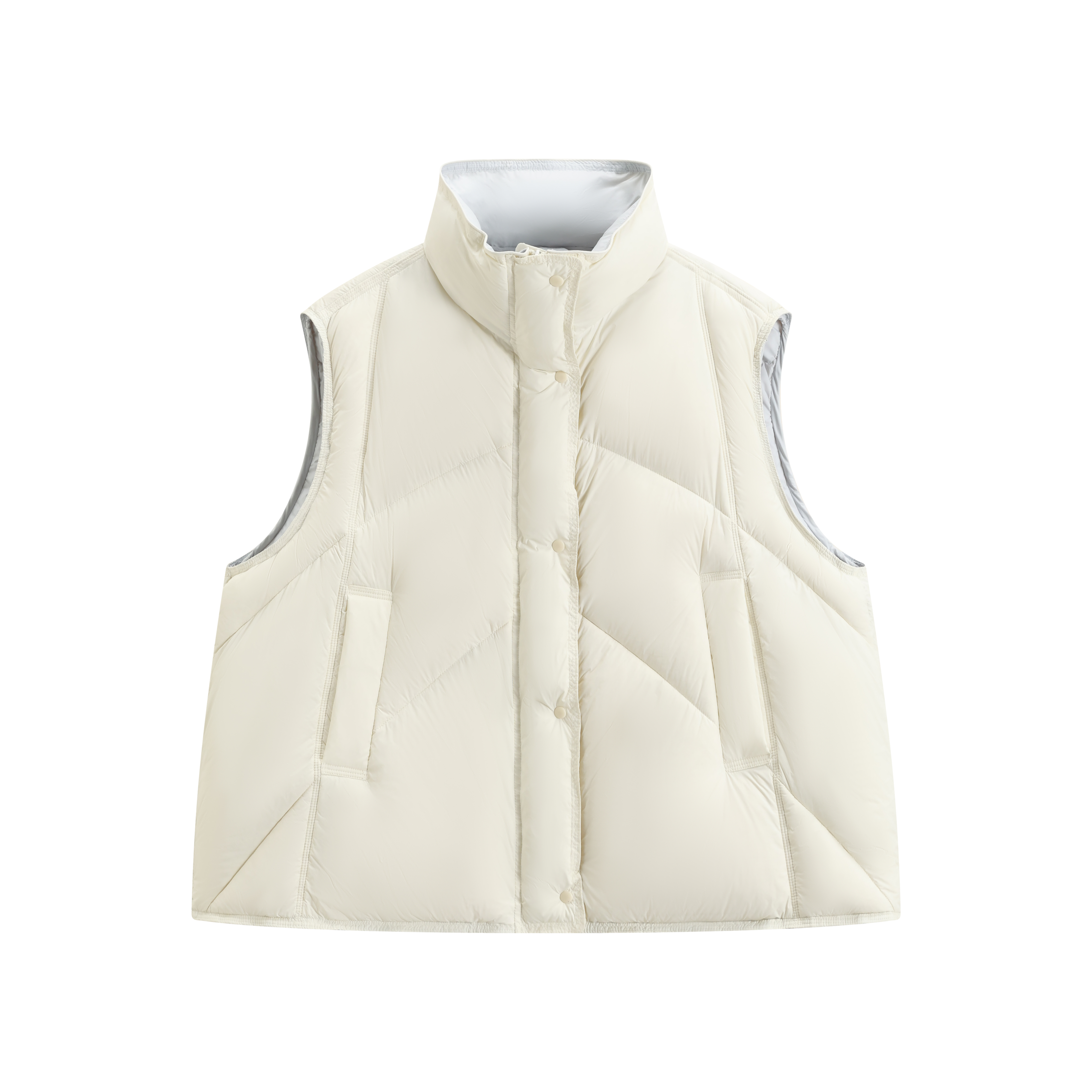 【云云精选】2025冬季时尚拼色立领宽松鹅绒马甲D2511