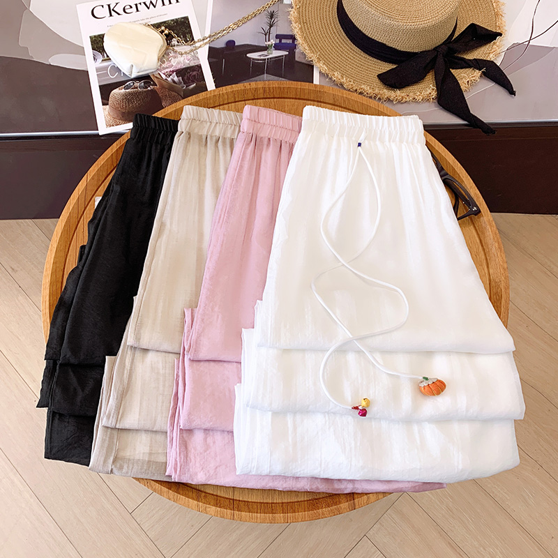 夏季薄款轻国风南瓜吊坠高腰有垂感轻薄透气阔腿女裤