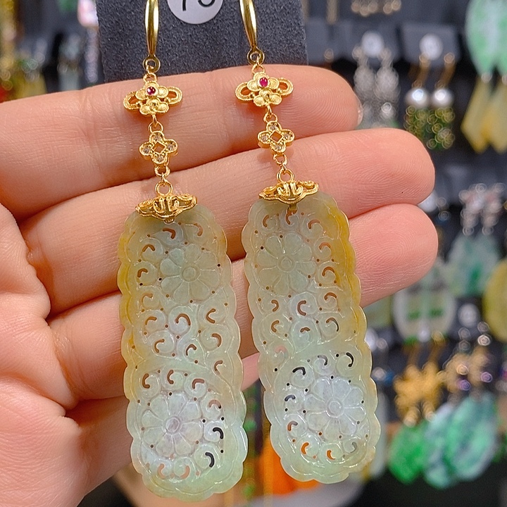 翡翠银S925镶嵌耳饰翡翠