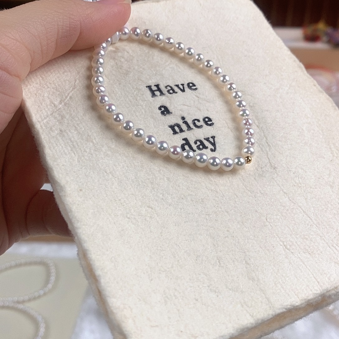 手绳18K金镶嵌淡水珍珠