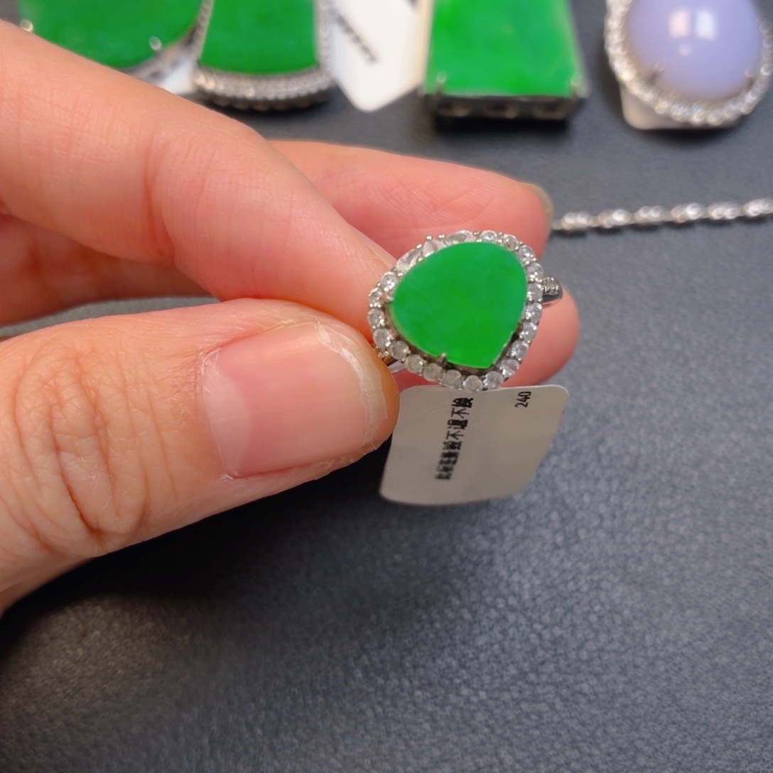 翡翠银S925镶嵌吊坠(不含链)戒指