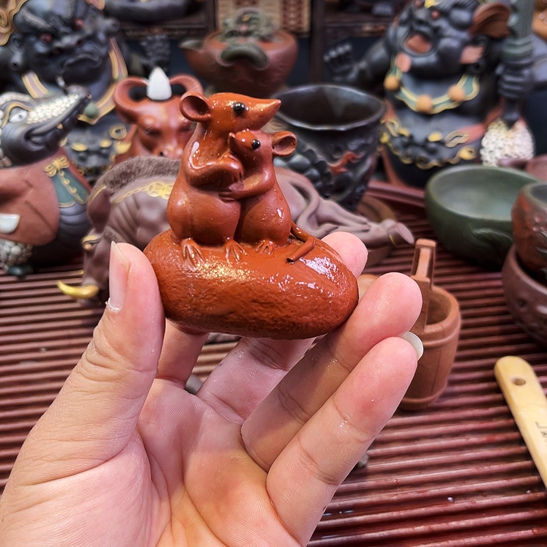 蛋***动茶杯紫砂高端紫砂雕塑微瑕