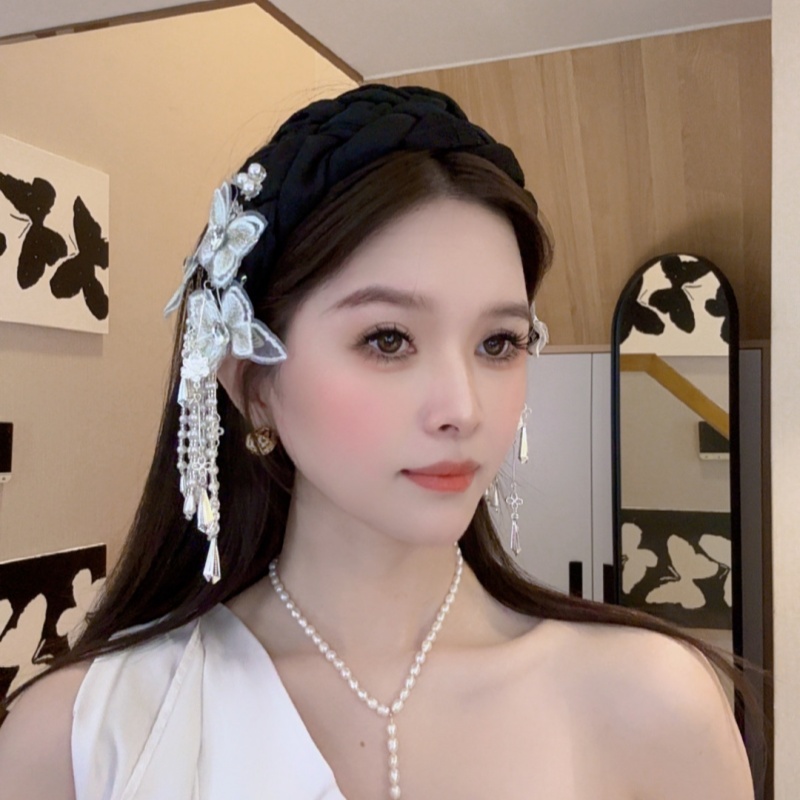 复古风少女风原创设计民族风发箍头饰网纱复古编织