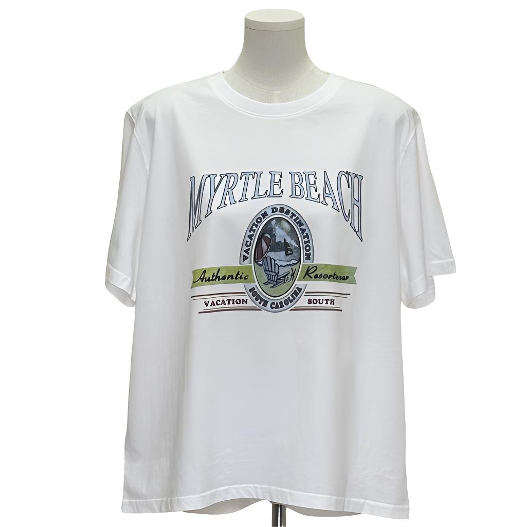 【韩系卡通T恤】JINJIN·韩系时尚简约百搭沙滩图案宽松女士T恤1051