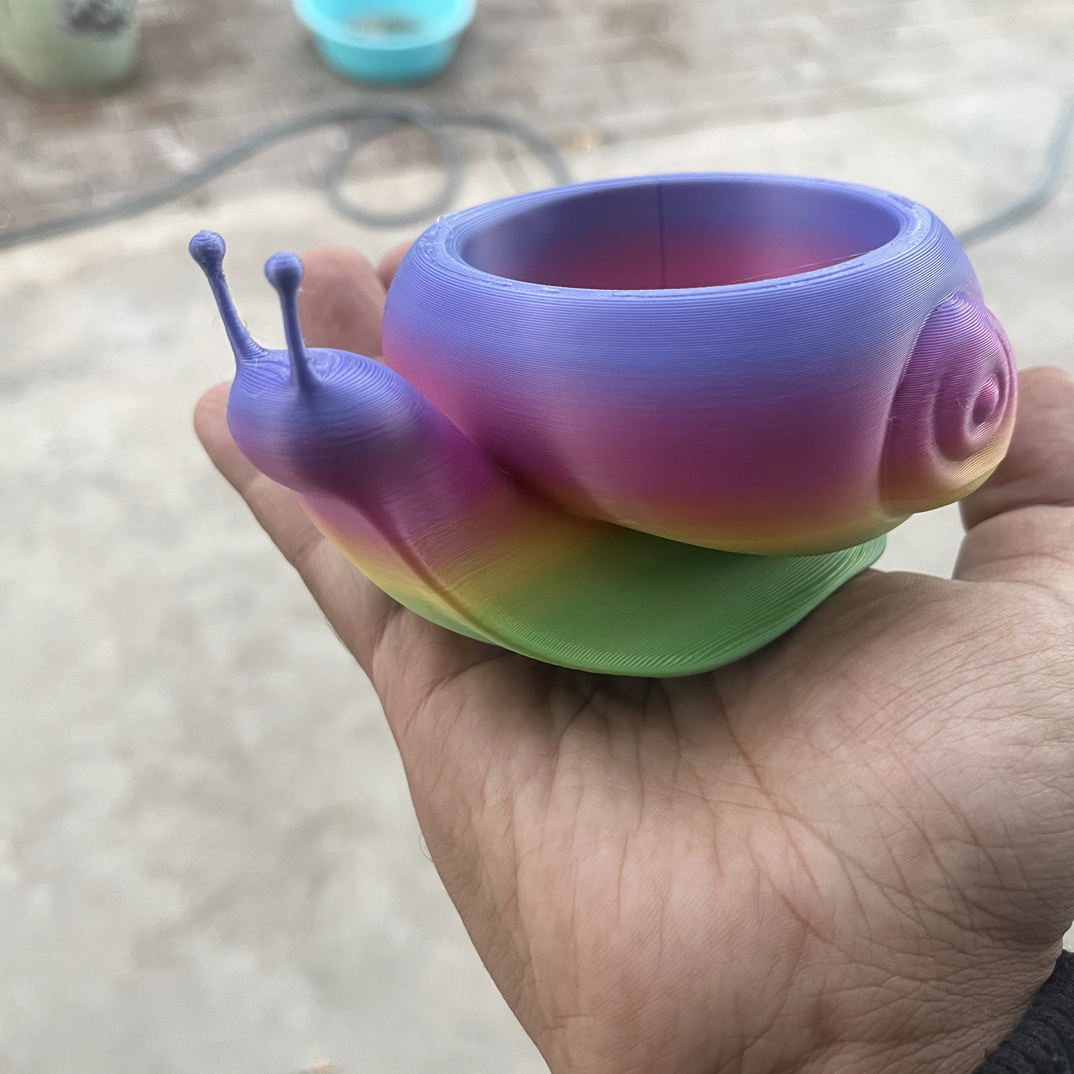潮玩块根仙人球花盆3d打印趣味多肉蜗牛造型颜色随机