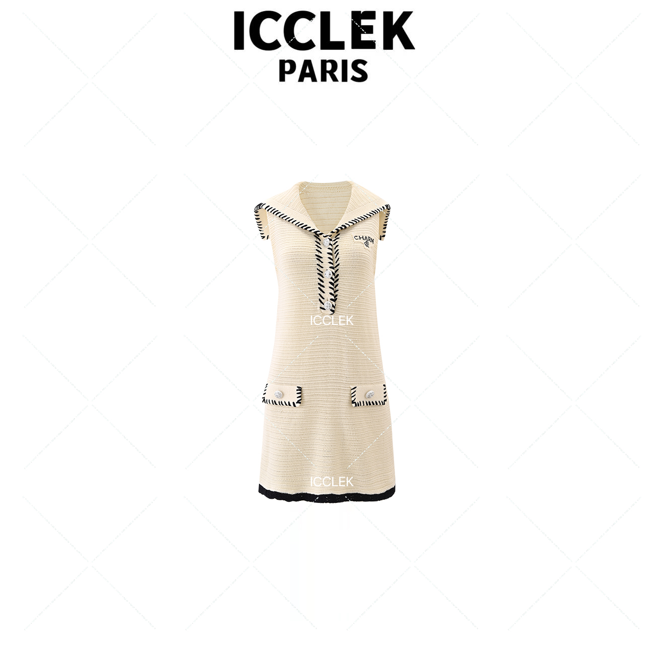 XY  白色披肩V领无袖连衣裙显瘦气质百搭夏季通勤裙子 - 1382