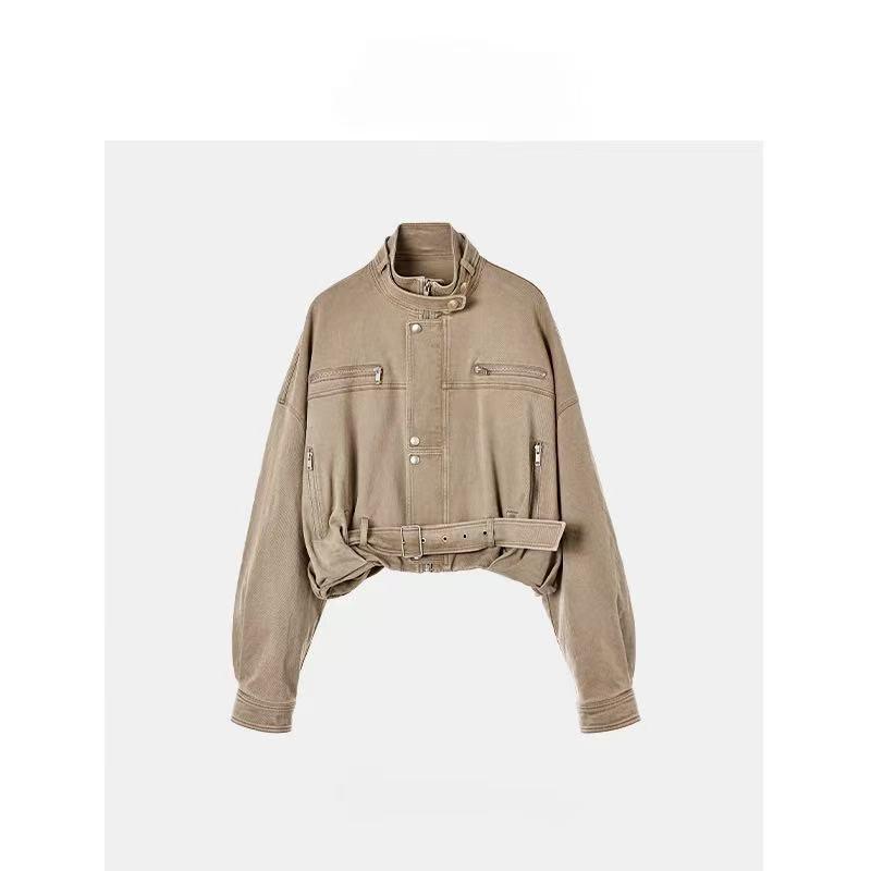 美式特调 复古工装风宽松短款机车夹克外套女2025春秋季新款