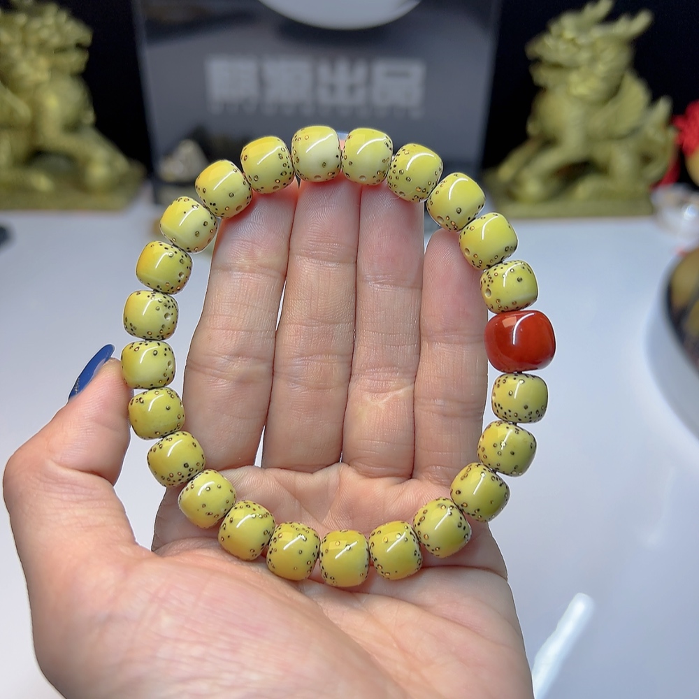 海南星月原生态同枝10×9通体大留白桶珠手串男女手链单圈