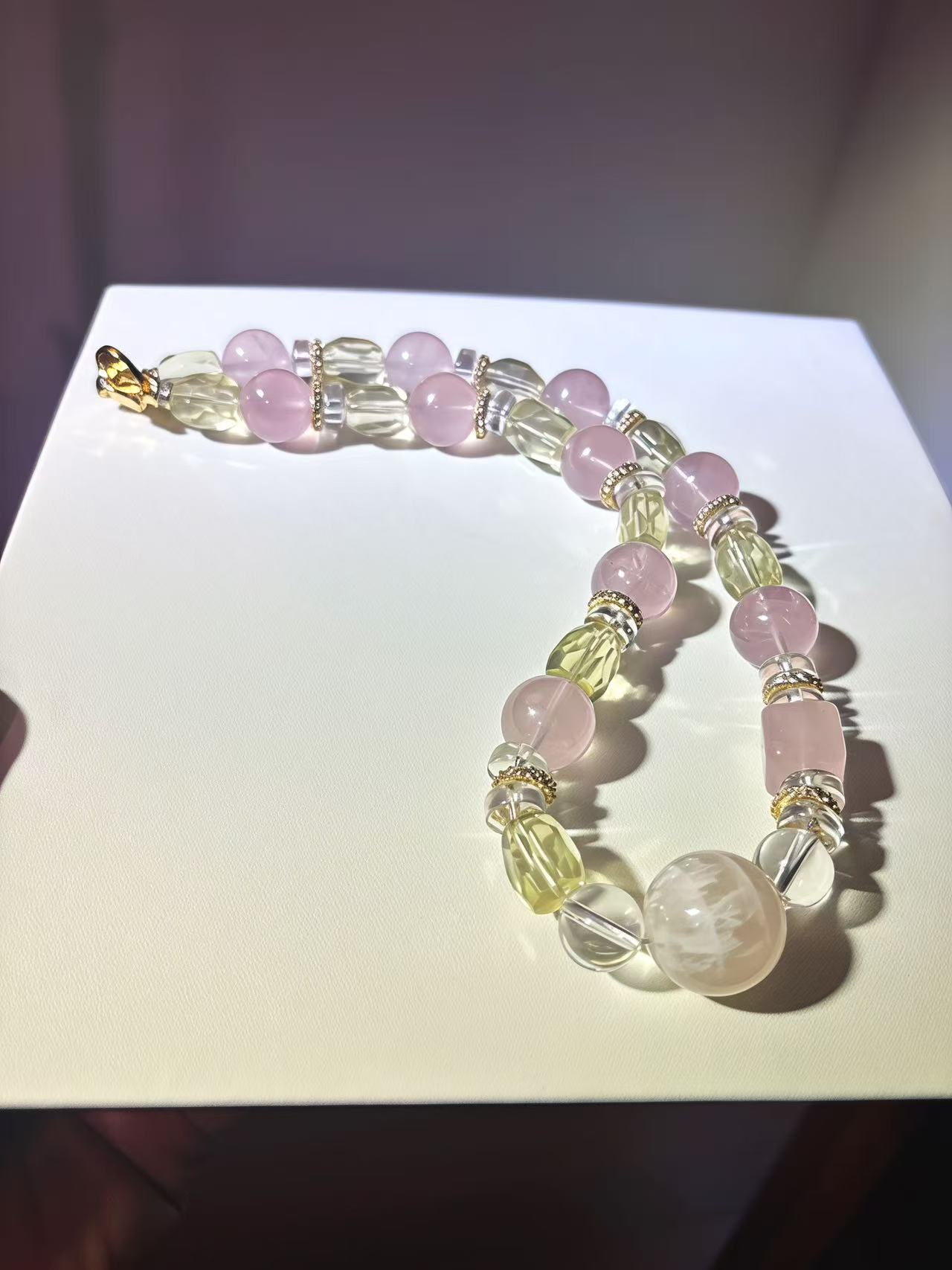 「粉黛雪花」.轻奢粉雪花幽灵天然气质百搭女士项链多样性发其一