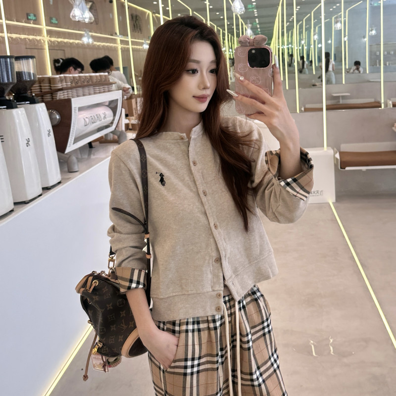 2025早秋韩系学院针织开衫格子裙新款洋气独特圆领毛衣套装-9002