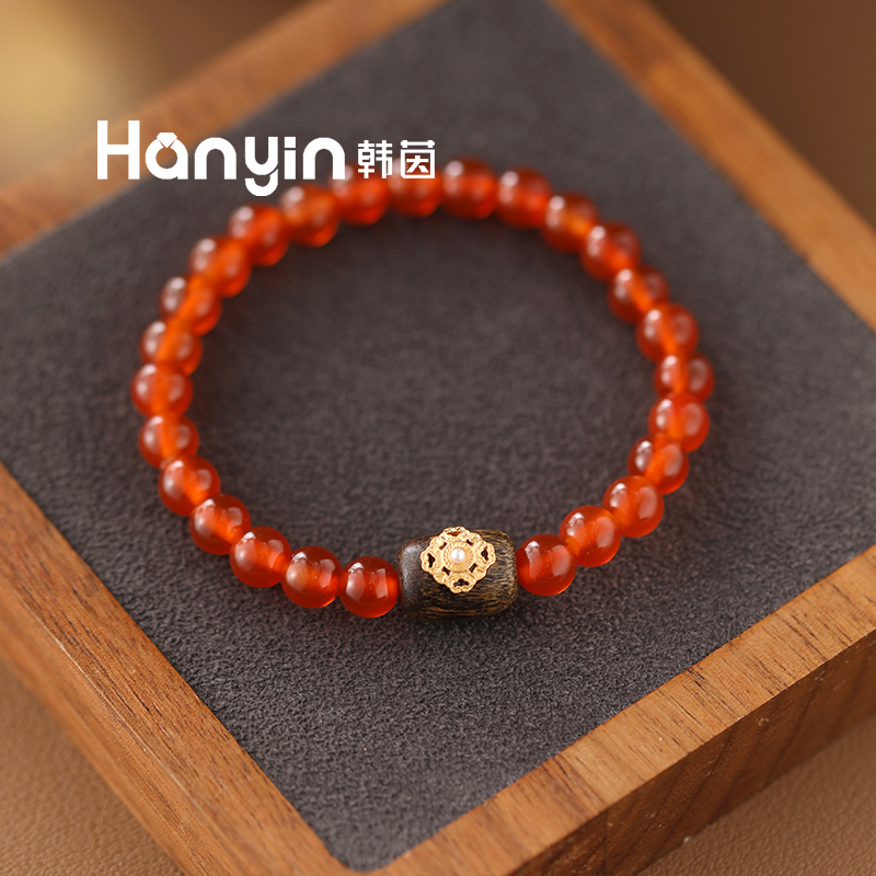 6mm红玛瑙香香木质时尚气质百搭弹力绳手链