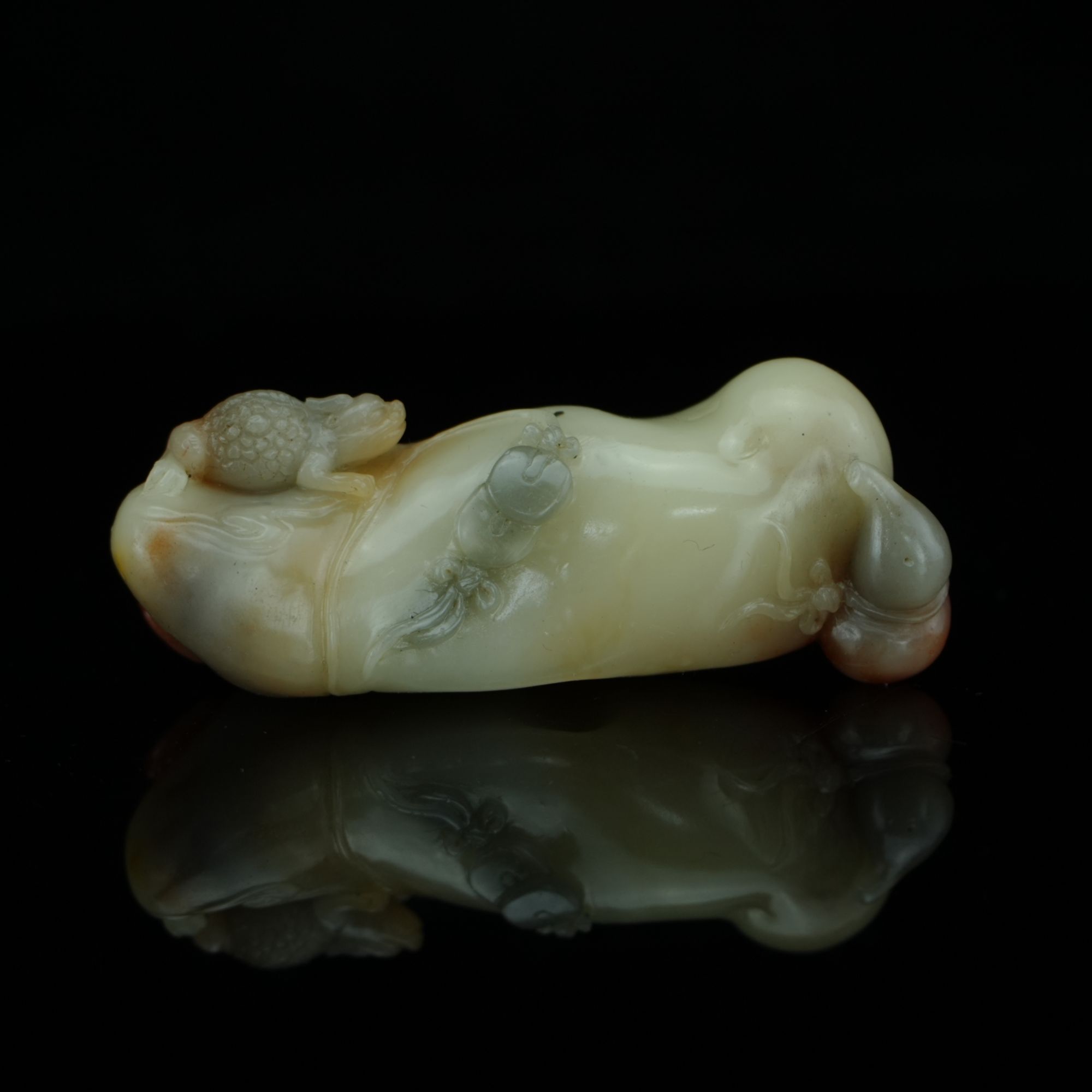 寿山石 五彩芙蓉金蟾把件  /盛和 SHW40330 80.89g