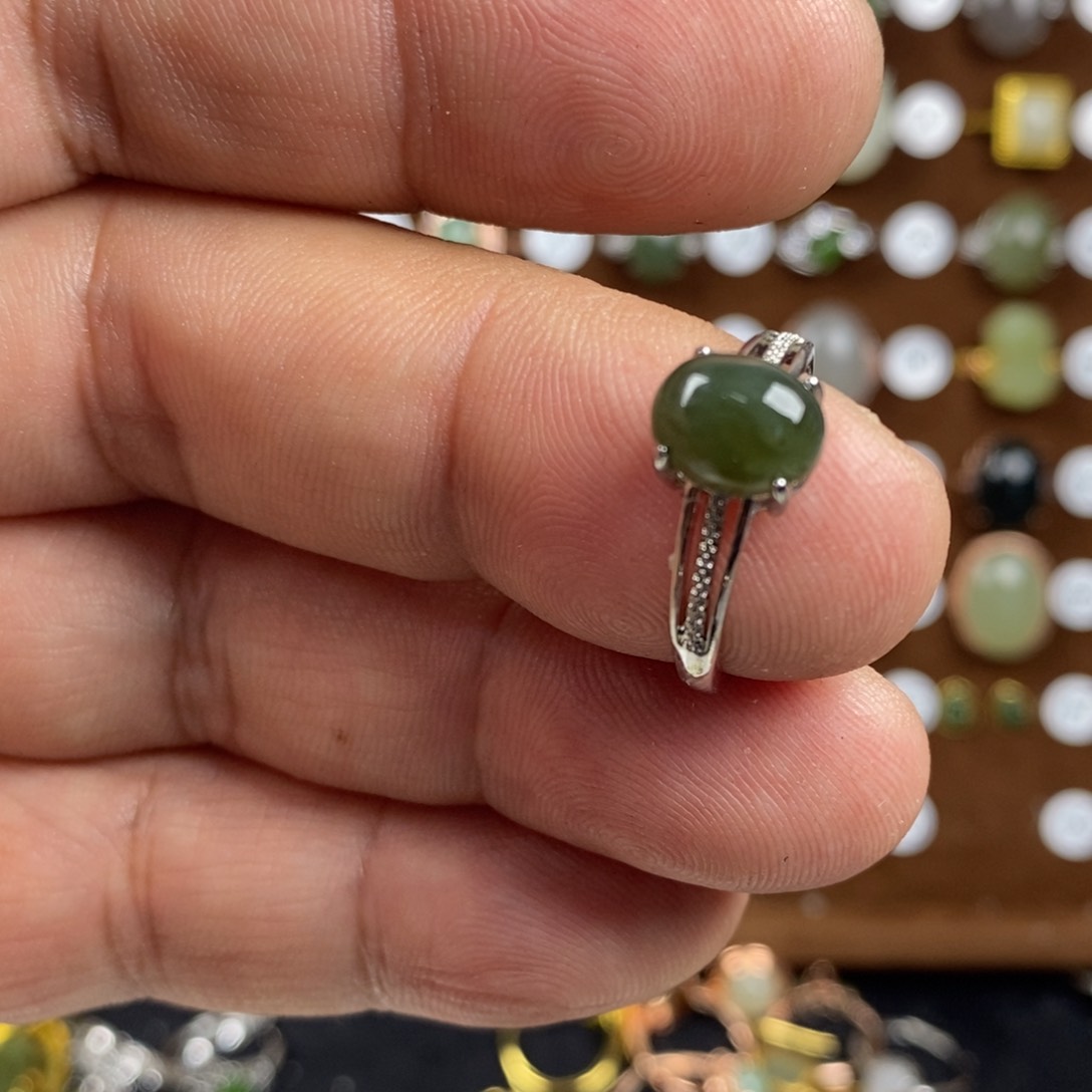 和田玉（青玉）戒指合金