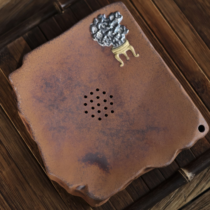 【三山拙垆】老岩泥太湖石壶承,宽13.6高2.3cm（灰念0184）