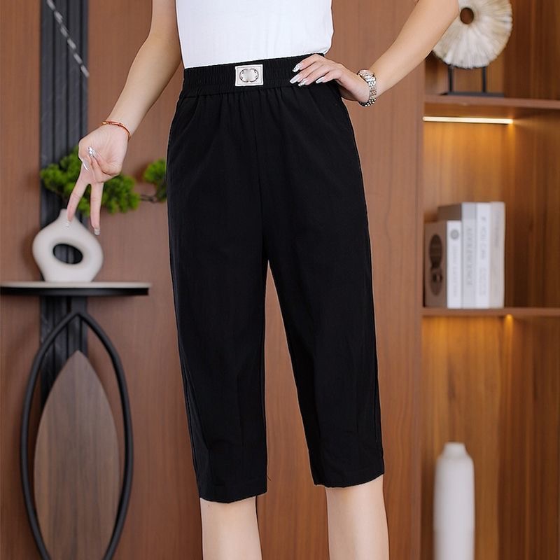 夏季凉感高腰时尚百搭休闲七分裤