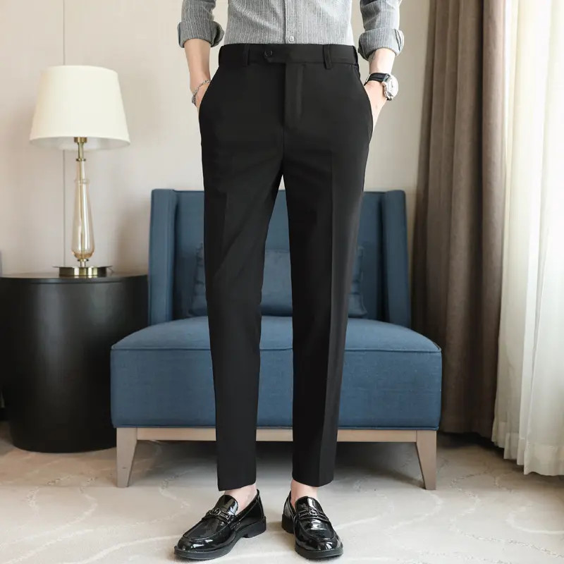 夏季直筒轻奢西裤百搭潮流休闲裤子男士修身垂感休闲西裤西装裤