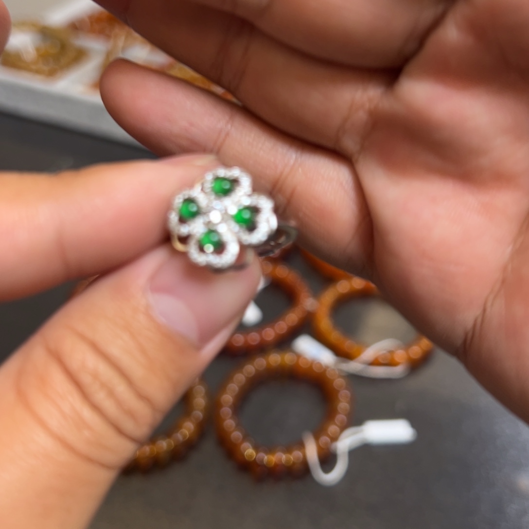 翡翠戒指银S925镶嵌危地马拉